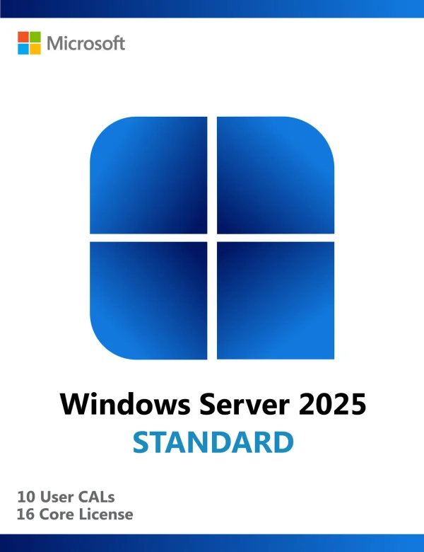 Windows Server 2025 Standard 16 Core + 10 User CALs